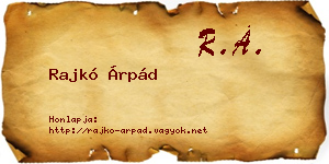 Rajkó Árpád névjegykártya